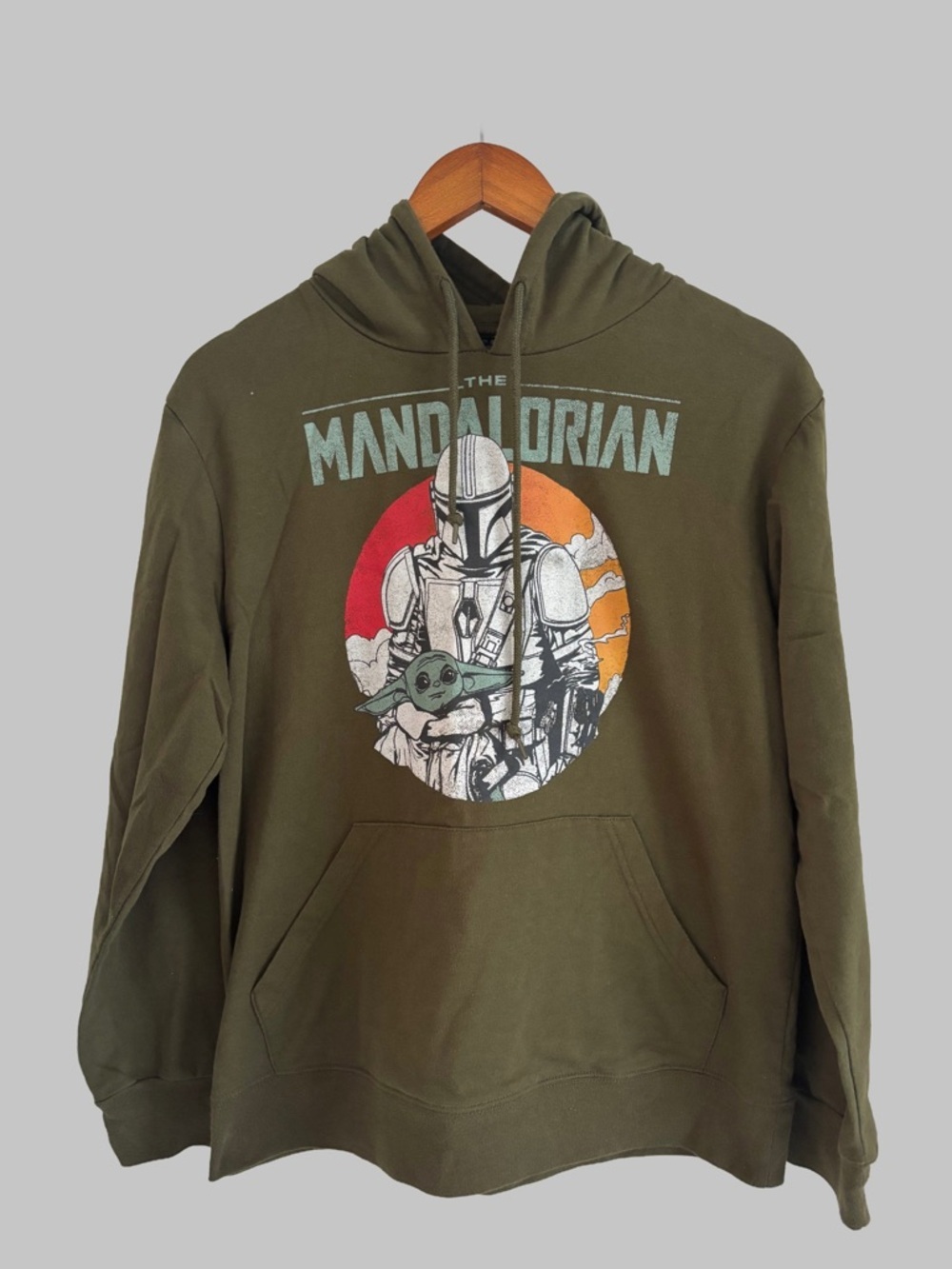 Star Wars Olive Green Hoodie with Red & Orange Graphic